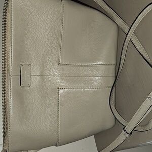 TAHARI SAND LEATHER CROSSBODY BAG
